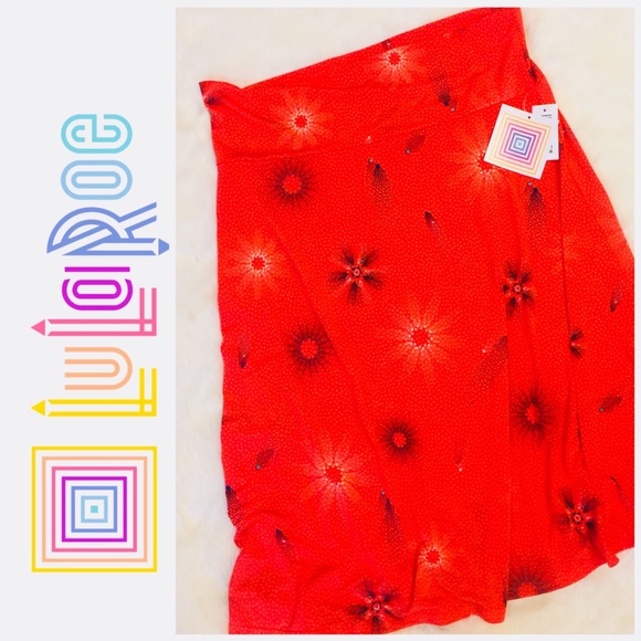 LuLaRoe Dresses & Skirts - Lularoe Azure Orange Print Skirt  2X